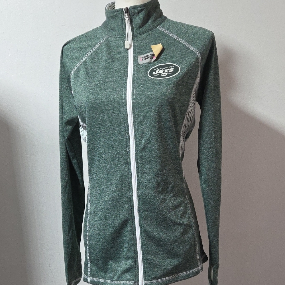 NFL Jets Majestic Women's Green Full-Zip Jersey Size MEDIUM